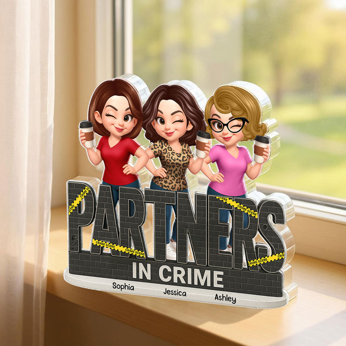 Partners In Crime Do Not Cross Besties Sisters - Personalized Acrylic Block Plaque