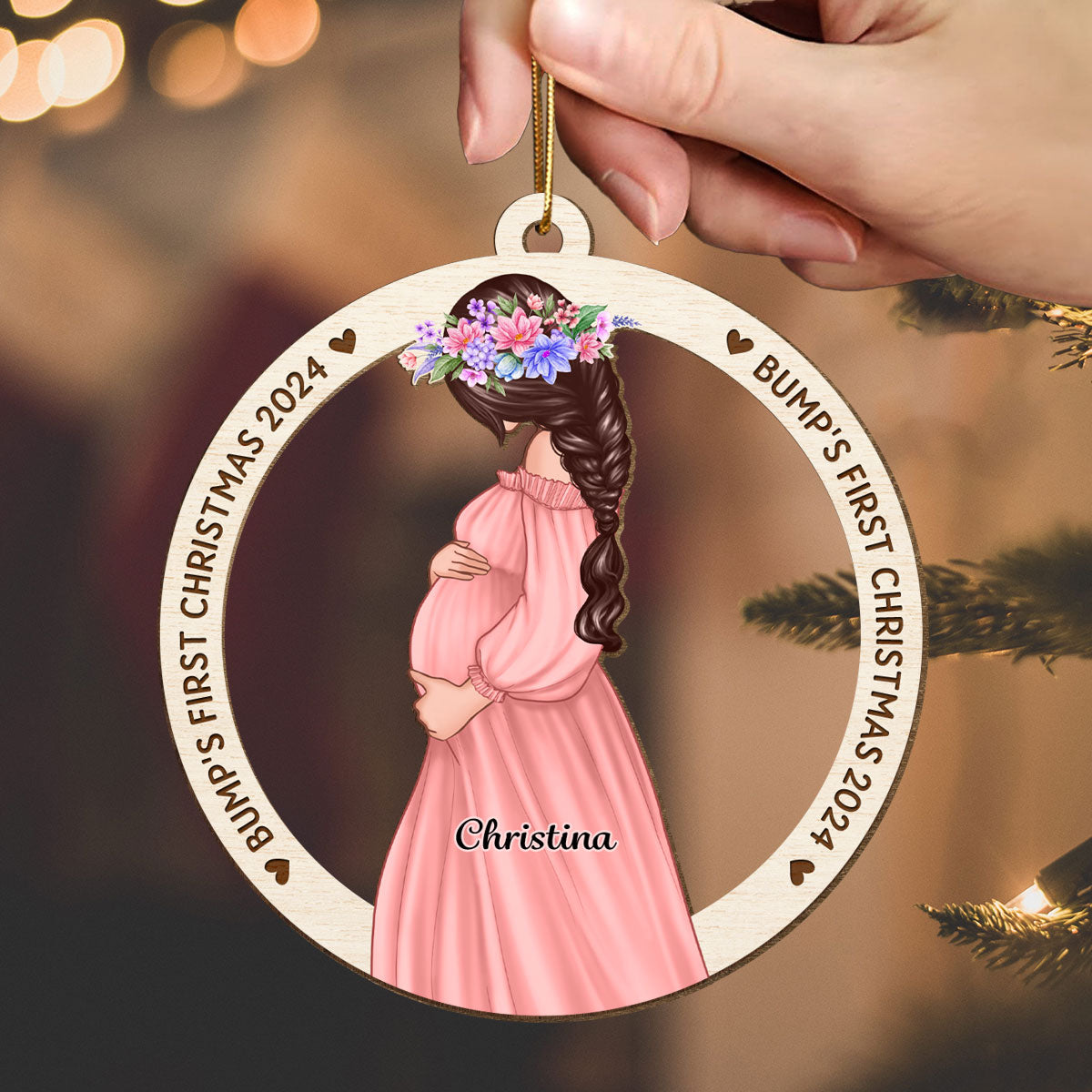 Baby Bump’s First Christmas Ornament Gift Expecting Mommy to Be Christmas Pregnancy Wooden Ornament