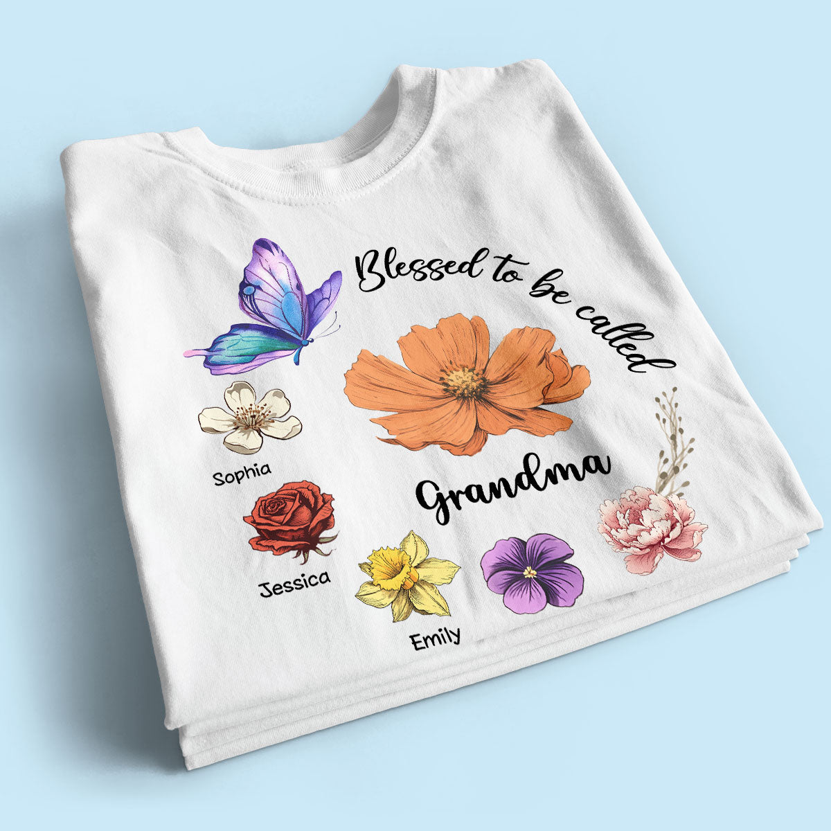 Blessed To Be Called Mom Grandma Circle Birth Month Flowers Personalized Shirt, Gift for Moms, for Grandmas