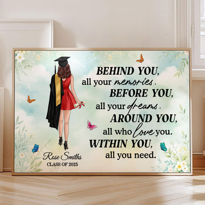 Graduation Senior Behind You All Your Memories Personalized Poster, Graduation Gift