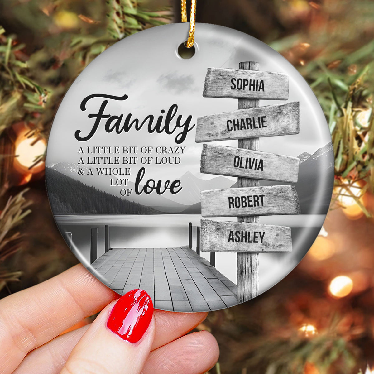 River Pier A Little Whole Lot of Love Family Personalized Ceramic Ornament