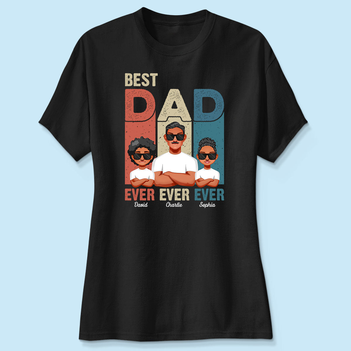 Best Dad Ever Retro Frame Letters Personalized Shirt