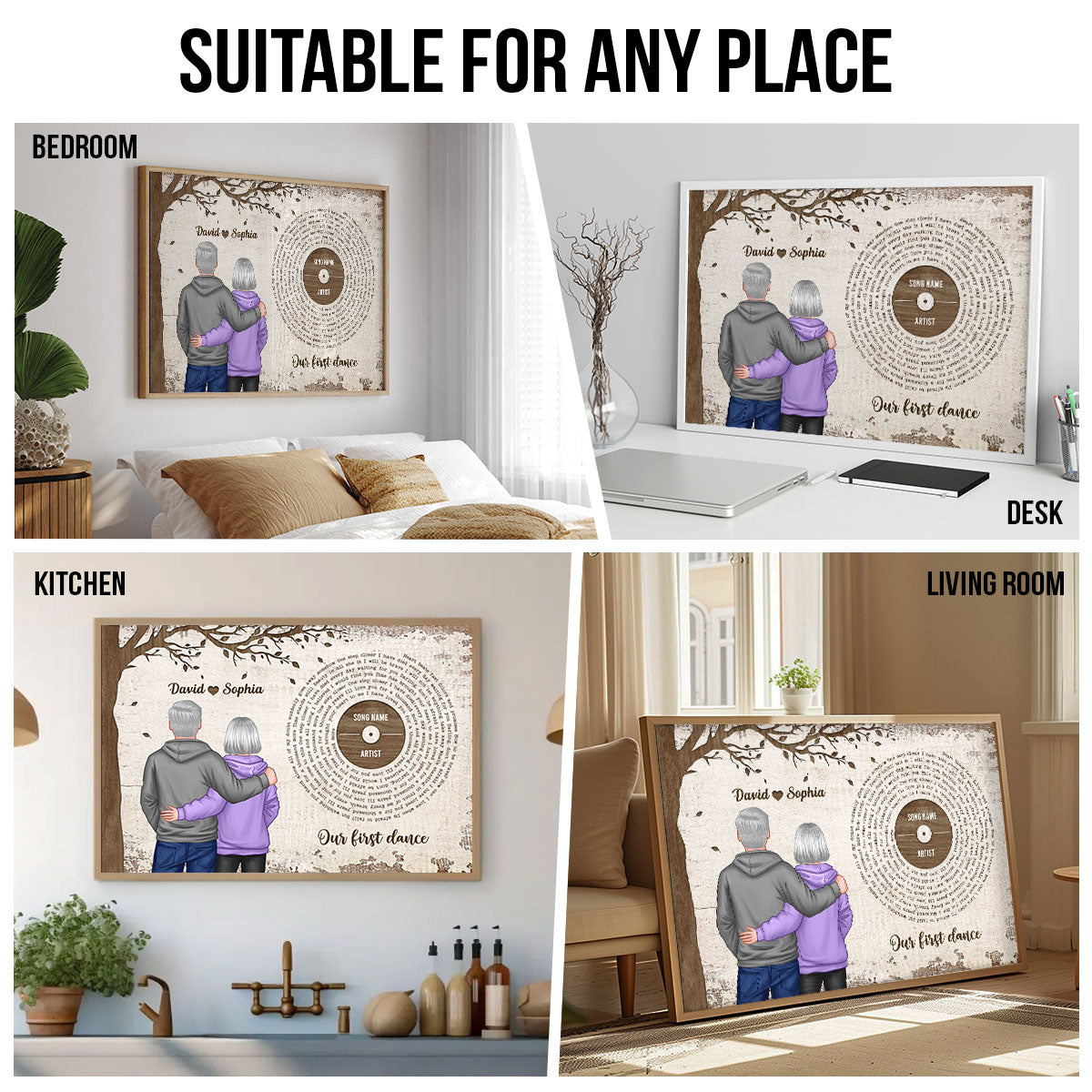 Favorite Place In The World Couple Back View Favorite Song Vinyl Lyrics Personalized Poster, Gift For Him, For Her, For Valentine's Day