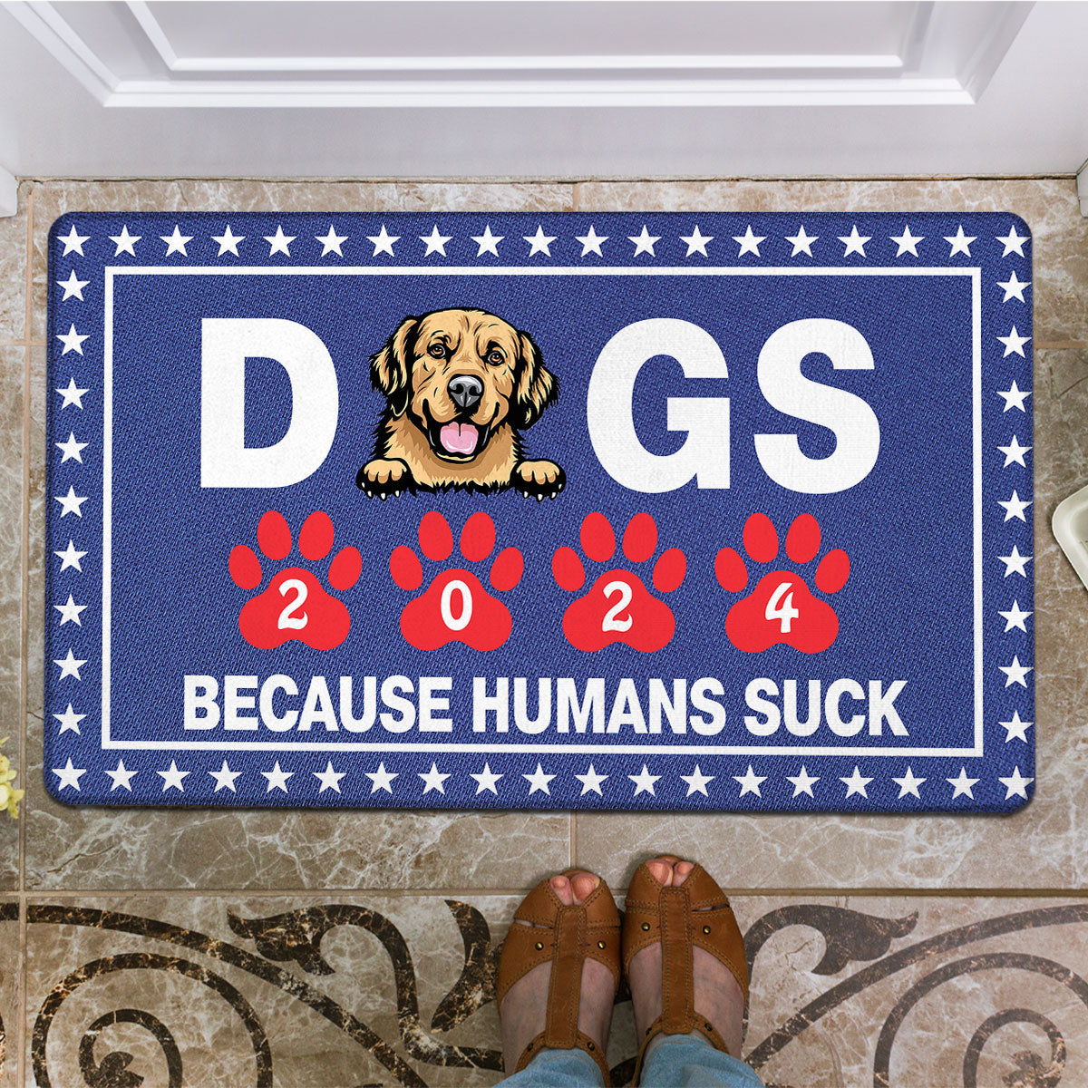 Vote For Dogs Because Humans Suck, Personalized Welcome Mat