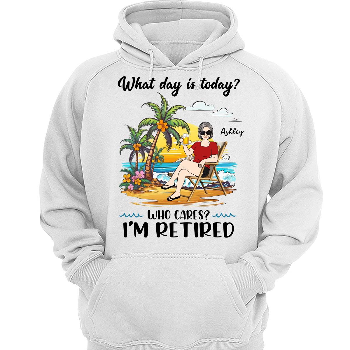 Summer Beach Landscape What Day Is Today I‘m Retired Woman Personalized Shirt