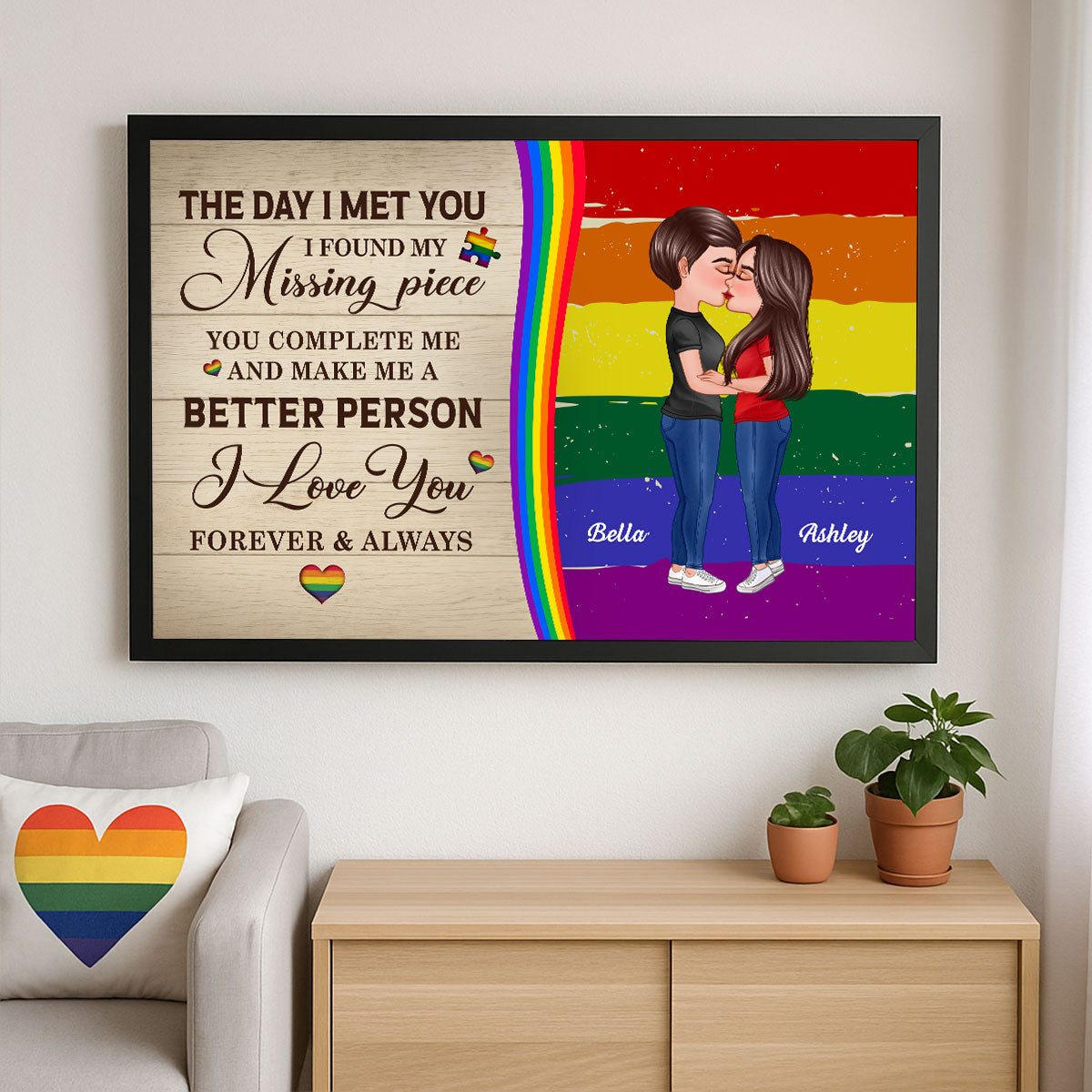 Rainbow Love Statement Personalized LGBT Couple Poster