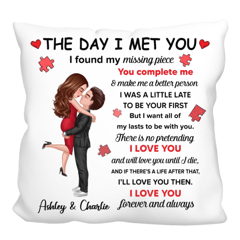 I Found My Missing Piece Doll Couple Hugging Valentine‘s Day Gift For Her For Him Personalized Pillow