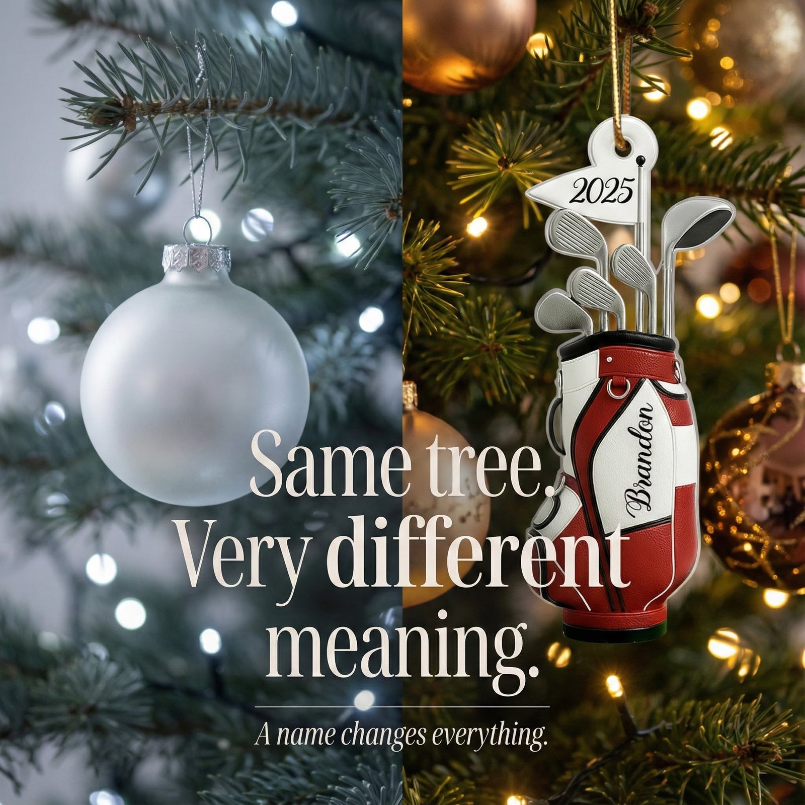 Custom Golf Bag Christmas Acrylic Ornament – Personalized Christmas Gift for Golf Lovers