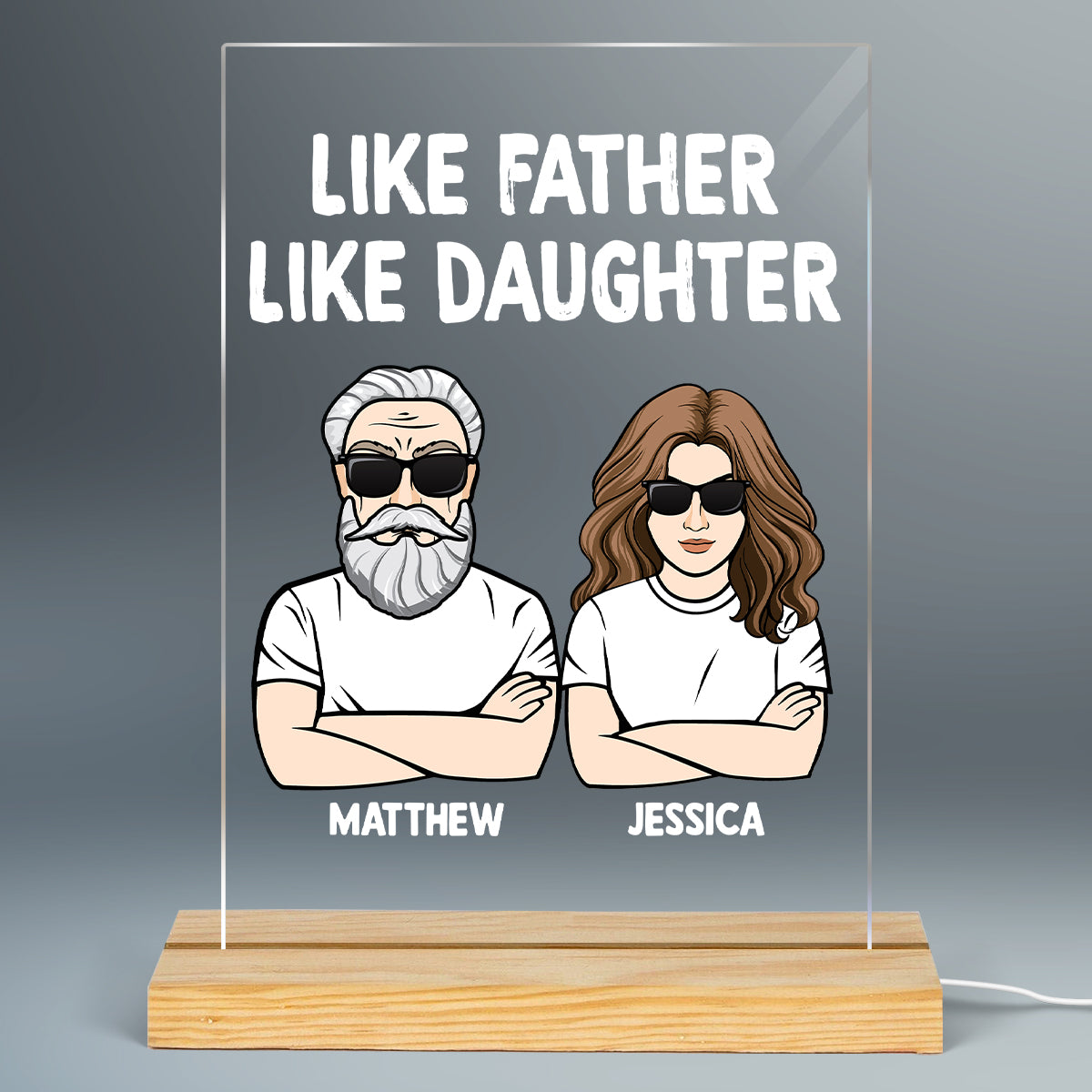 Like Father Like Daughter Gift For Dad Personalized Rectangle Acrylic Plaque LED Lamp Night Light