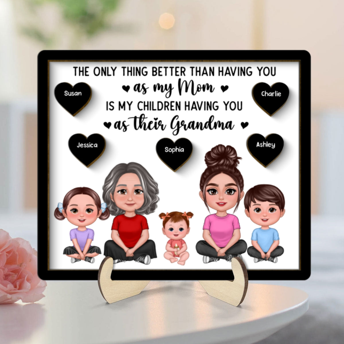 My Kids Have You As Their Grandma Personalized 2-layer Wooden Plaque