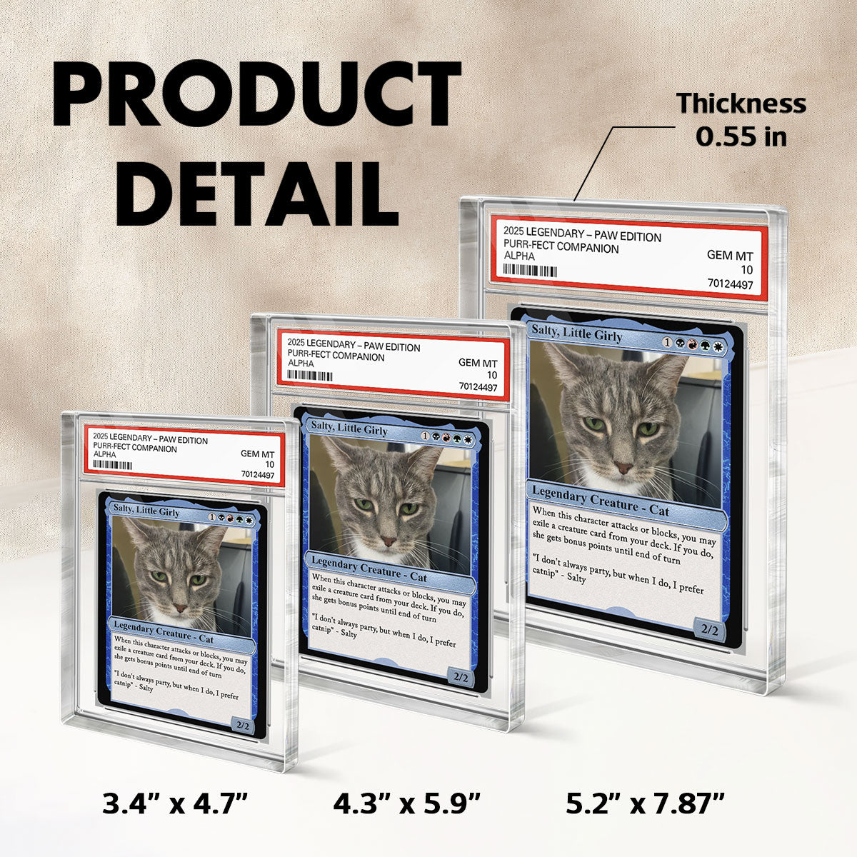Custom Pet Photo Fantasy Trading Card Style Personalized Acrylic Block Plaque, Gift For Pet Lover