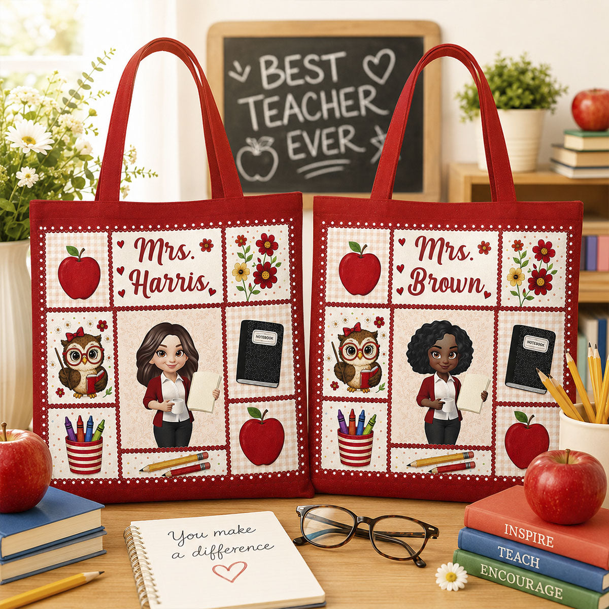 Amazing Teacher - Personalized Tote Bag - Back To School Gift For Teachers, Besties