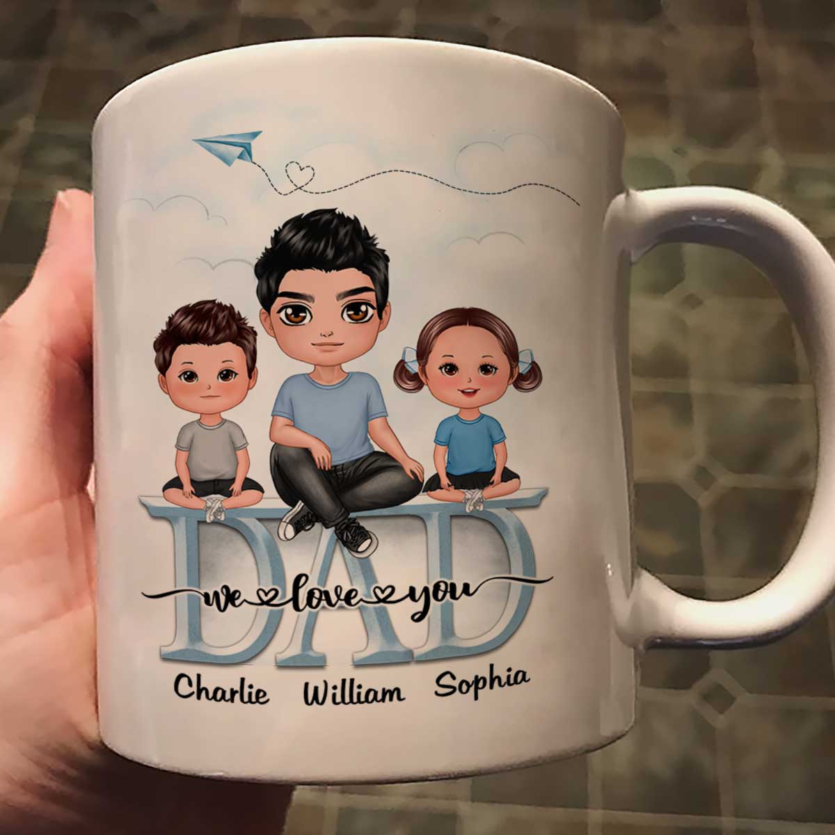 Doll Dad Grandpa And Kids On Text Personalized Mug