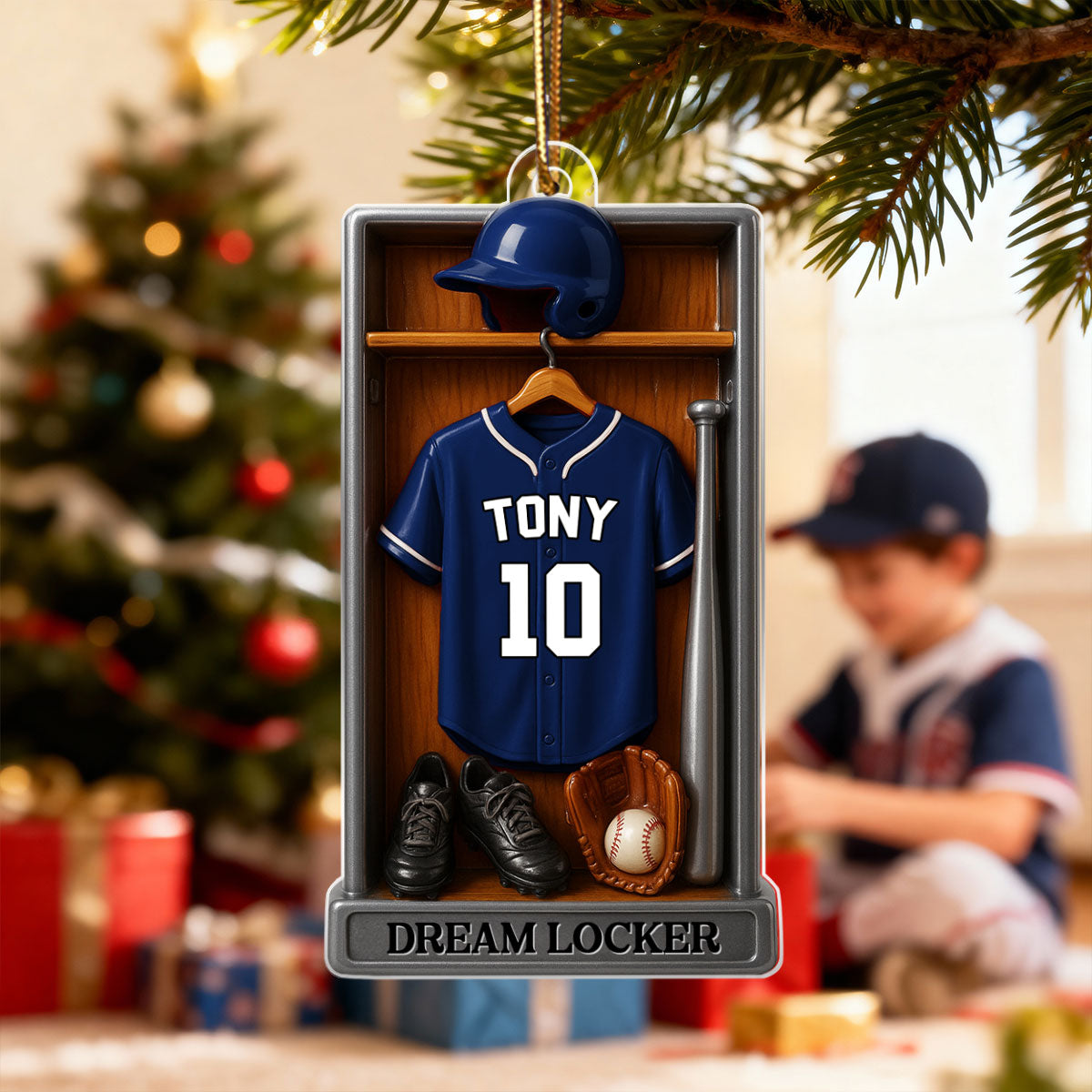 Baseball Softball Jersey Dream Locker - Personalized Acrylic Ornament - Christmas Gift for Sons, Grandsons, Boyfriends
