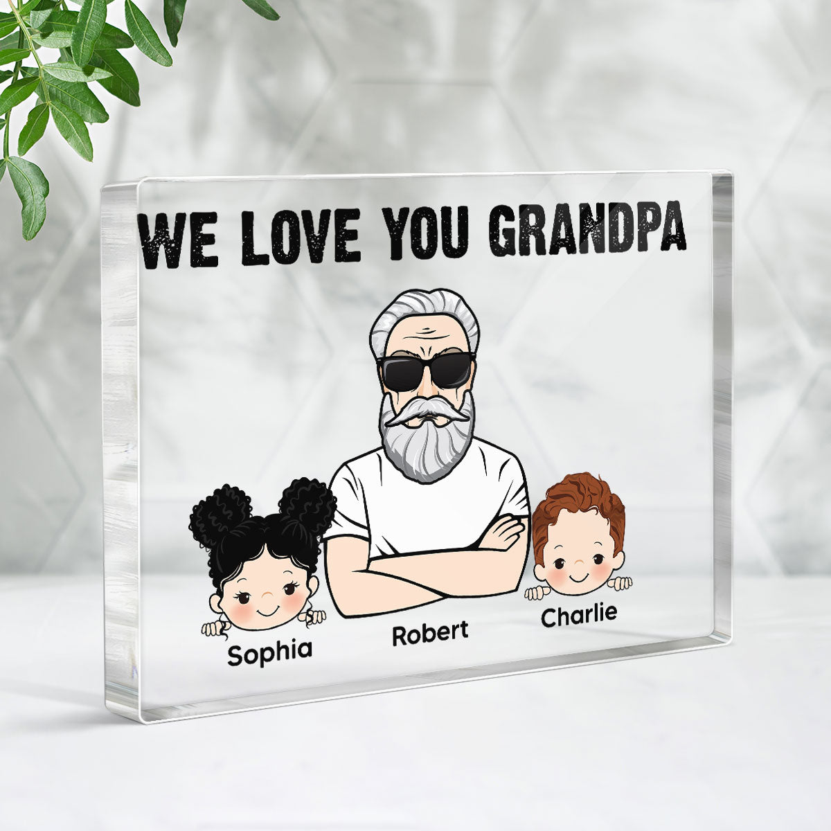 Grandpa We Love You Personalized Horizontal Rectangle Acrylic Block Plaque