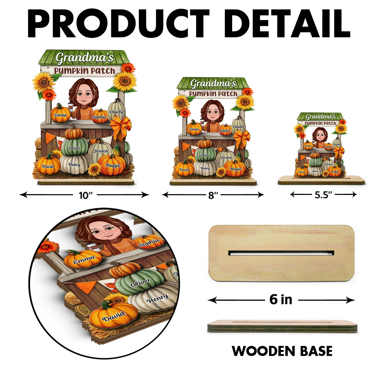 Grandma Mom Fall Season Pumpkin Stand Personalized Wooden Plaque, Meaningful Gift for Grandma