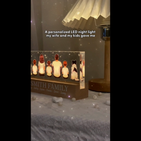 Whole Family Together Personalized Acrylic LED Night Light, Father's Day Gift For Dad, For Husband
