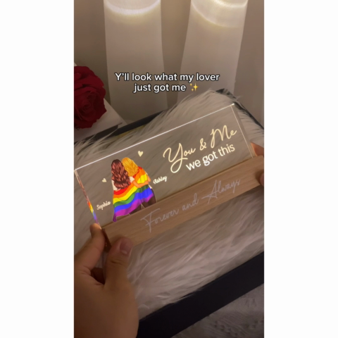 LGBT Couple Pride Month Gift Personalized Acrylic Block LED Night Light
