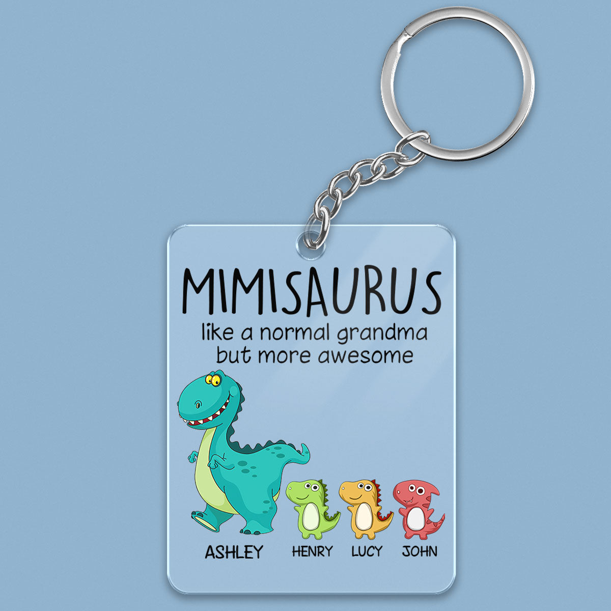 Grandmasaurus And Kids Cute Dinosaurs Personalized Acrylic Keychain