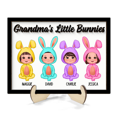 Grandma Mom Peeps Kids Easter Gift Personalized 2-layer Wooden Plaque