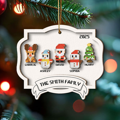 Family 3D Effect Christmas Toy Personalized 2-Layered Wooden Ornament, Gift for Son, Daughter, Husband