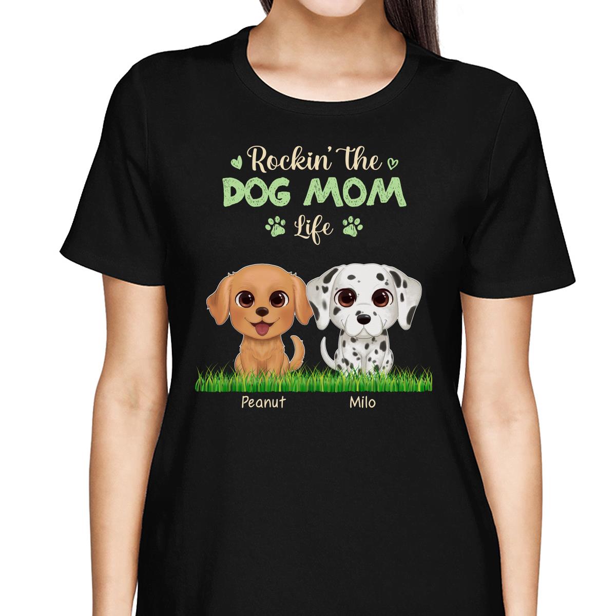 Watercolor Cute Dogs Rockin‘ The Dog Mom Life Personalized Shirt