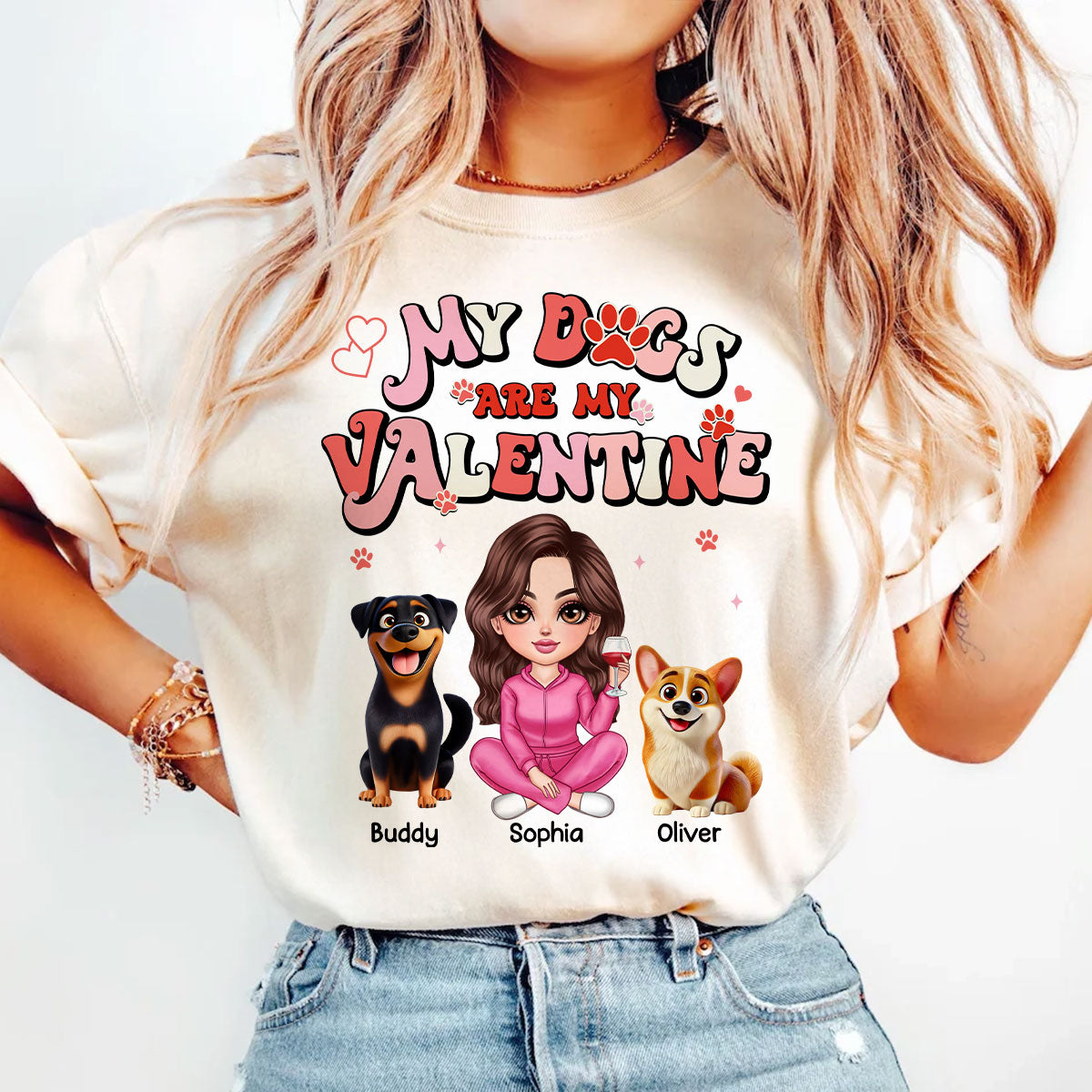 Personalized  Shirt For Dog Mom, My Dogs Are My Valentine