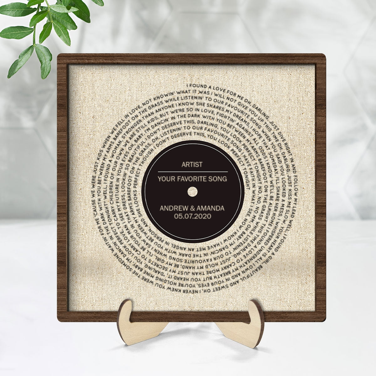 Vinyl Record First Dance Song Lyrics Wall Art Personalized 2-Layered Wooden Plaque, Valentine's Day, Anniversary Gift for Him or Her - Music Lover