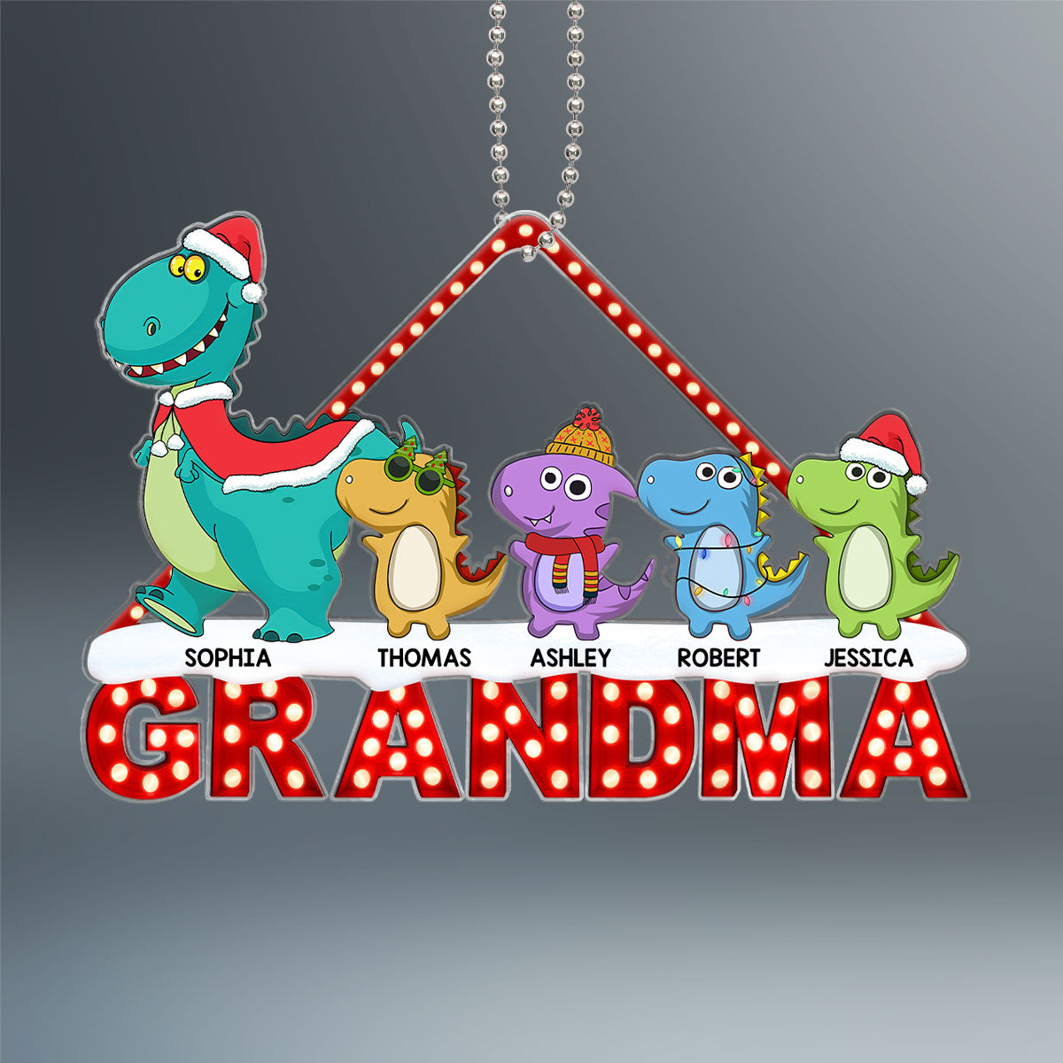 Grandmasaurus Grandma And Grandkids Personalized Acrylic Ornament