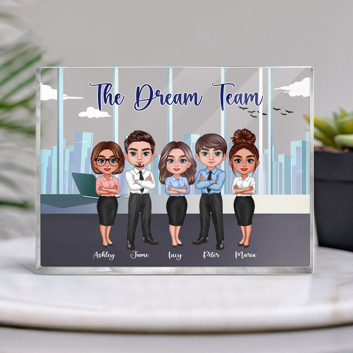Work Made Us Colleagues Office Worker Personalized Acrylic Block, Gift for Work Besties