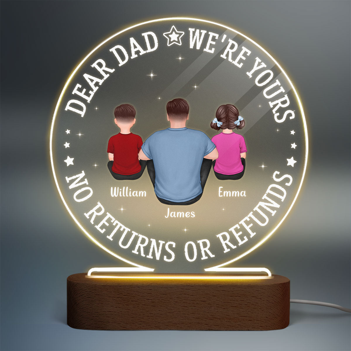 Dad We‘re Yours Personalized Circle LED Night Light