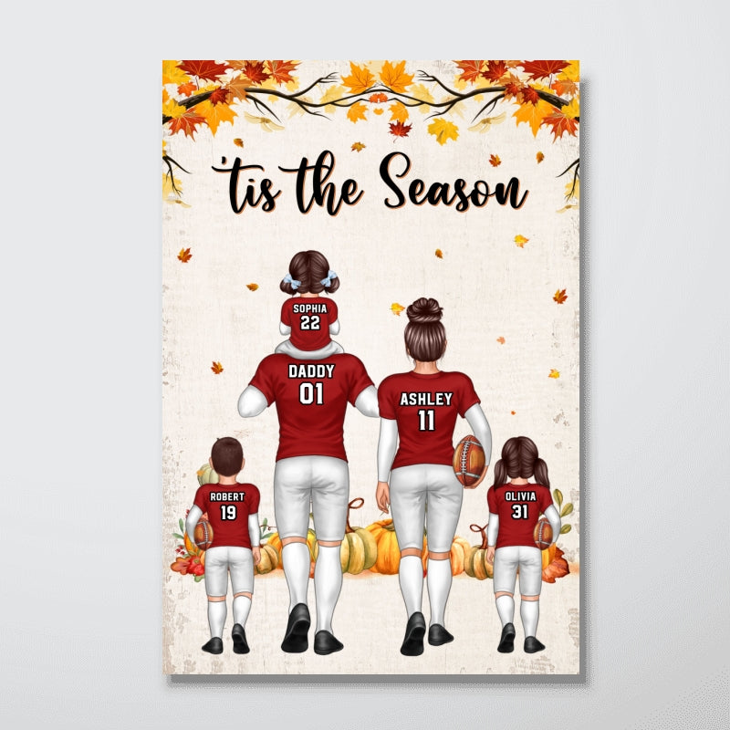 Tis the Season Family Dad & Kids Walking Personalized Poster