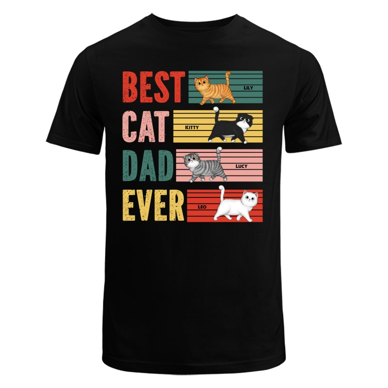 Retro Best Cat Dad Ever Walking Fluffy Cats Personalized Shirt