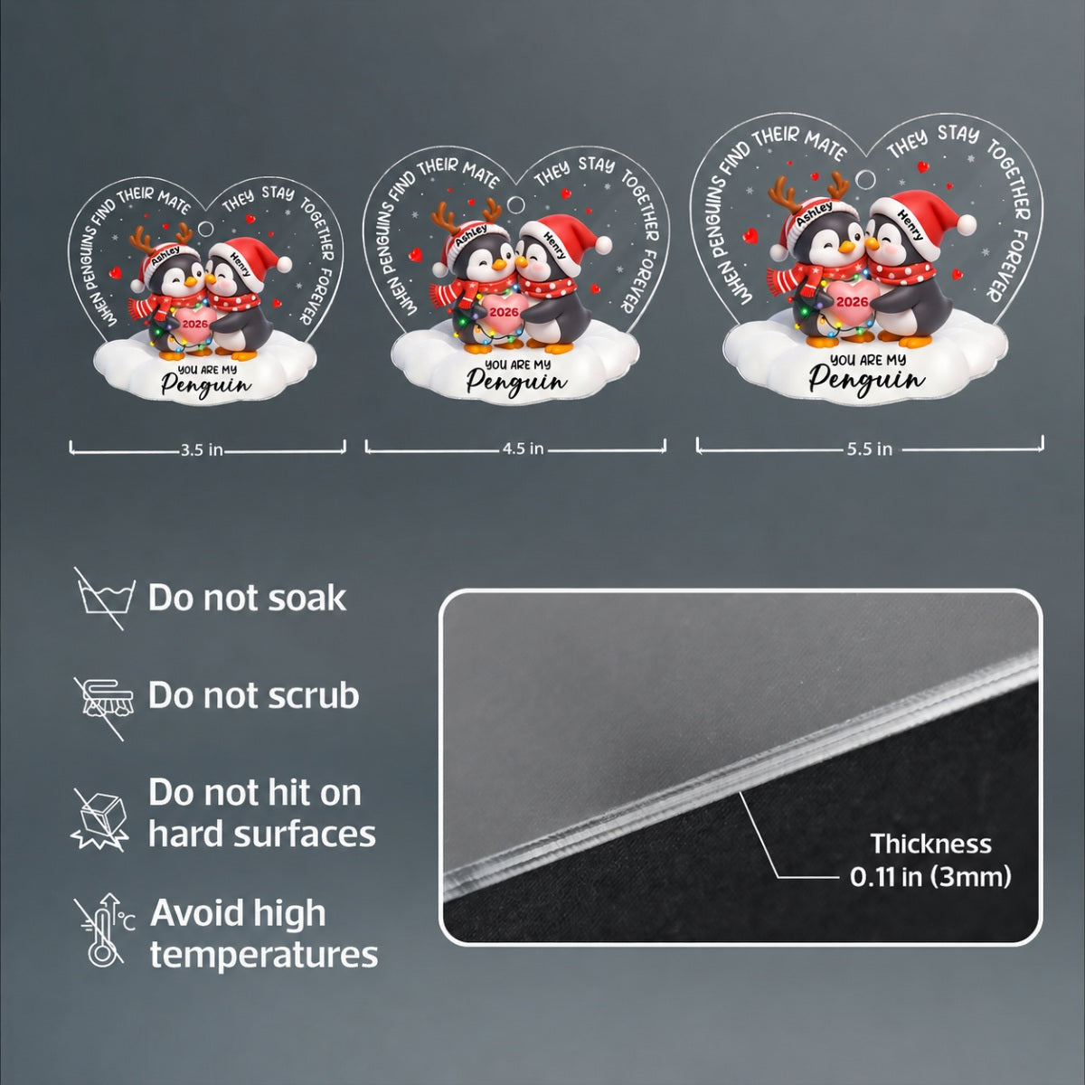 You Are My Penguin - Personalized Acrylic Ornament - Christmas Gift for Couple