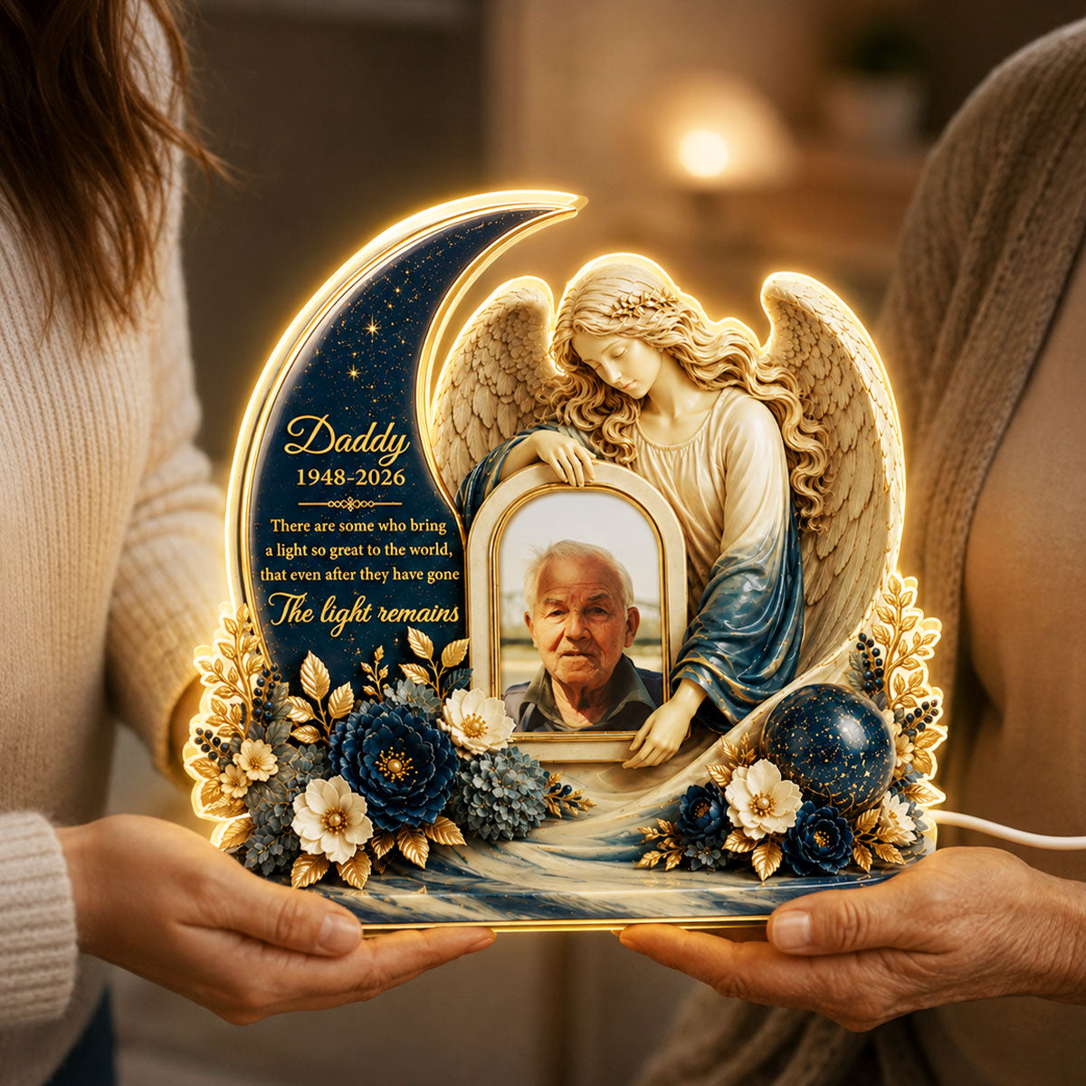 Your Light Remains Memorial - Personalized Light Box - Heartfelt Sympathy Keepsake, Remembrance Gift for Loss of Loved One