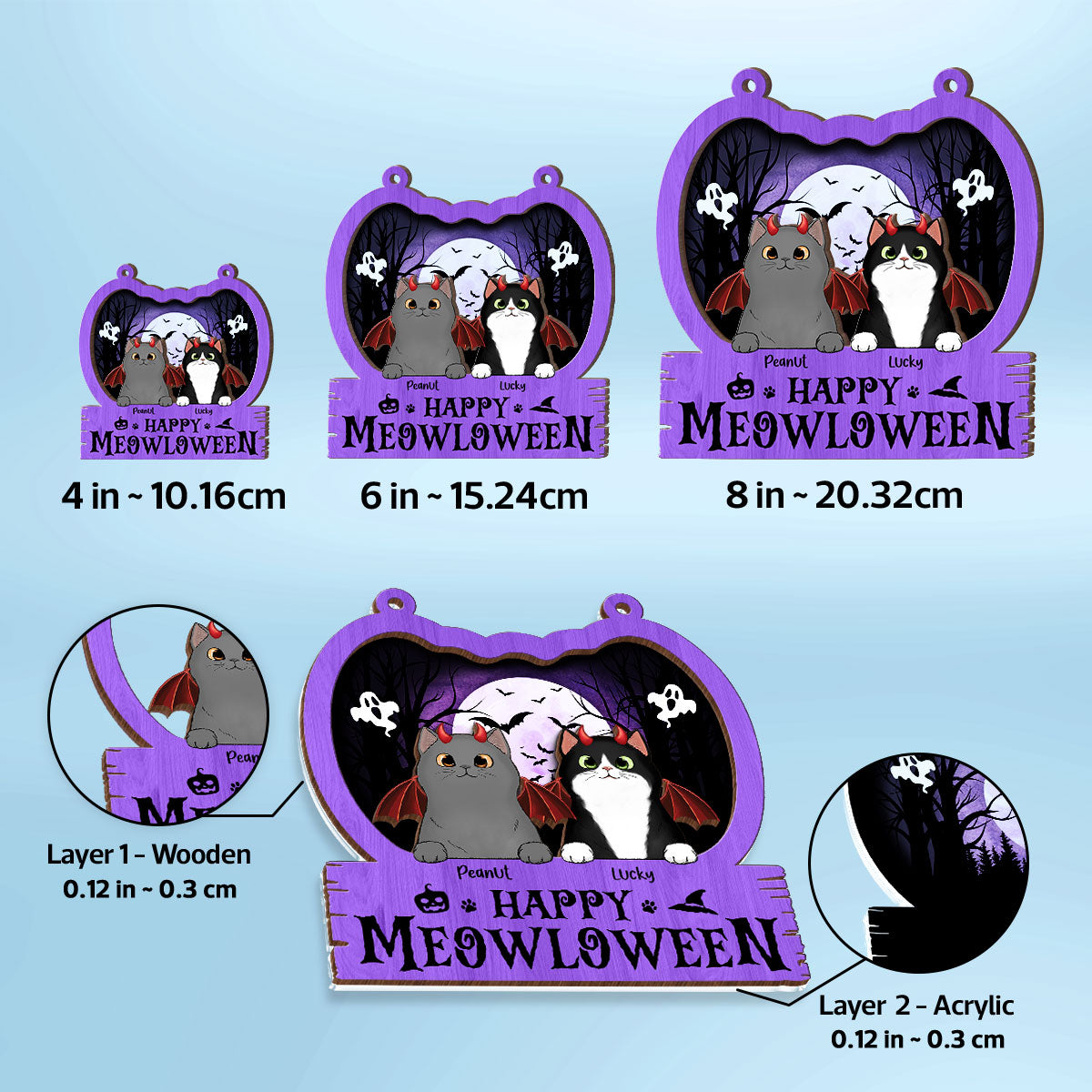 Halloween Cats In Pumpkin Personalized Suncatcher, Halloween Decor