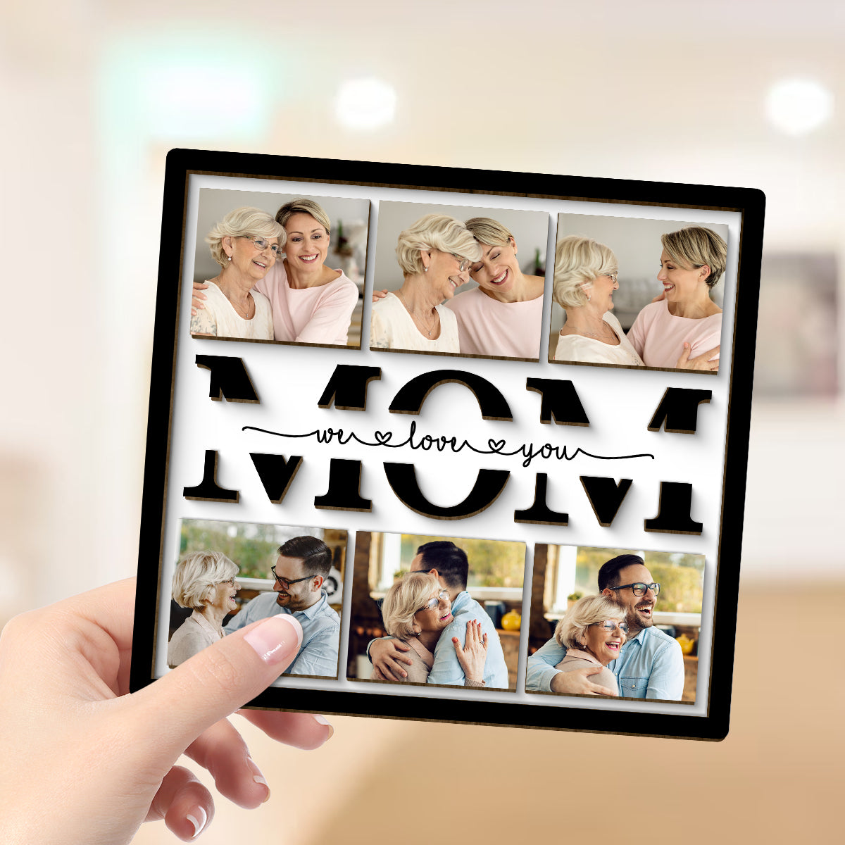 Photo Mom Grandma Cut Through Personalized 2-layer Wooden Plaque