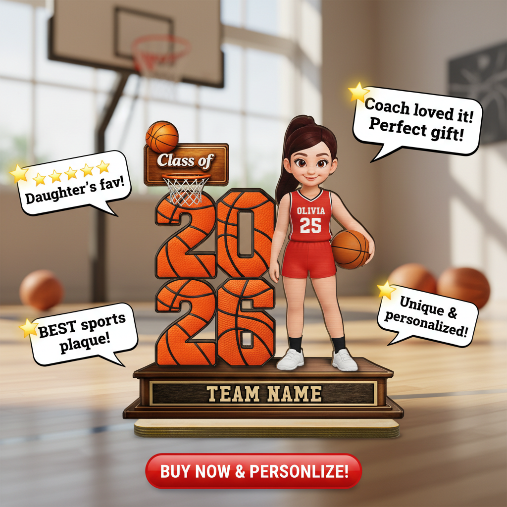 Basketball Senior Class Of 2026 2027 - Personalized 2-Layered Wooden Plaque - Graduation Gift For Son, Daughter