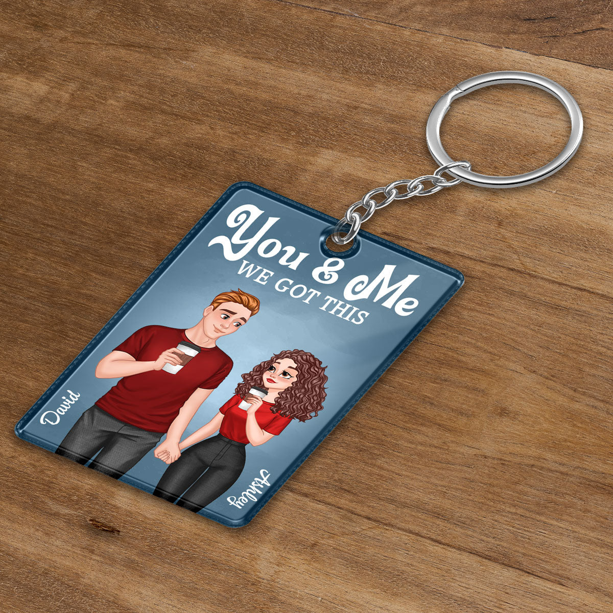 Cartoon Couple Hand In Hand Together Since Personalized Acrylic Keychain