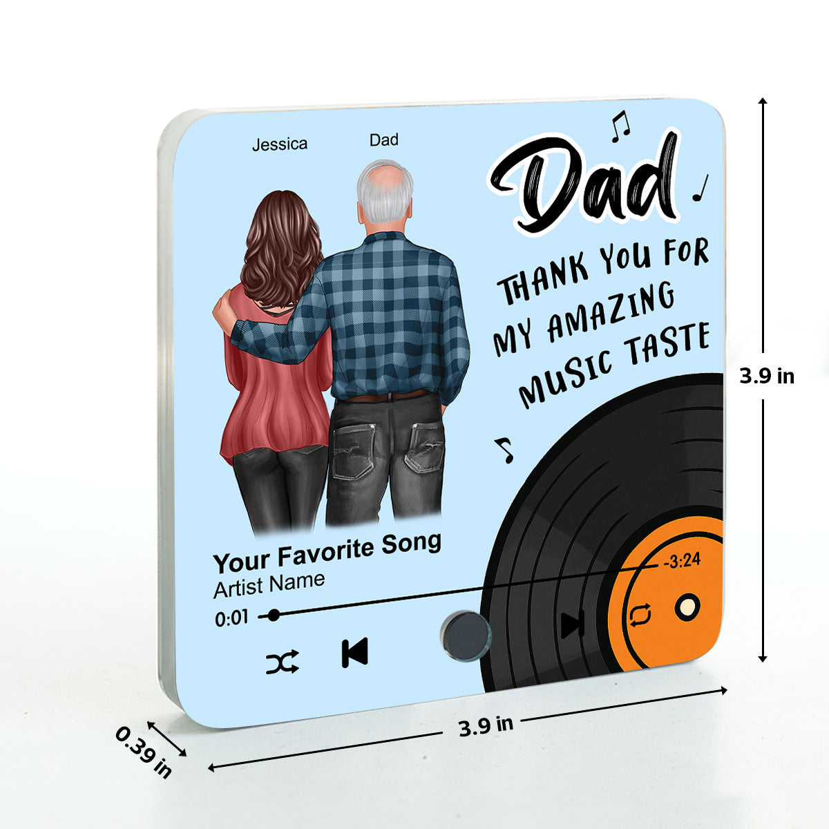Dad Thank You For My Amazing Music Taste Custom Dad's Favorite Song Personalized Music Fridge Magnet