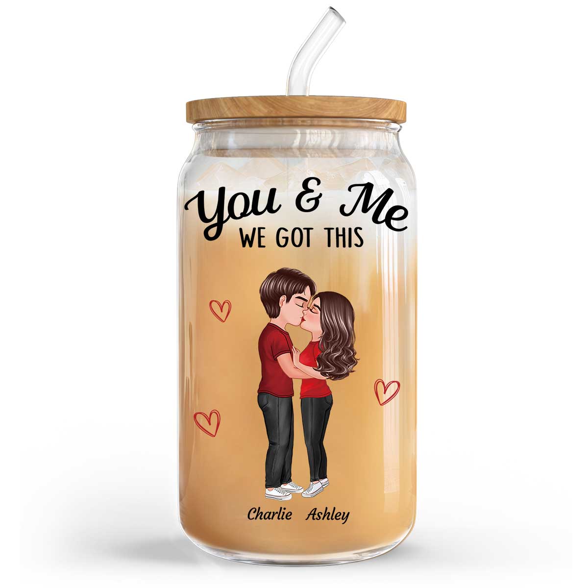 You & Me We Got This Couple Kissing Gift For Him Gift For Her Personalized Clear Glass Can