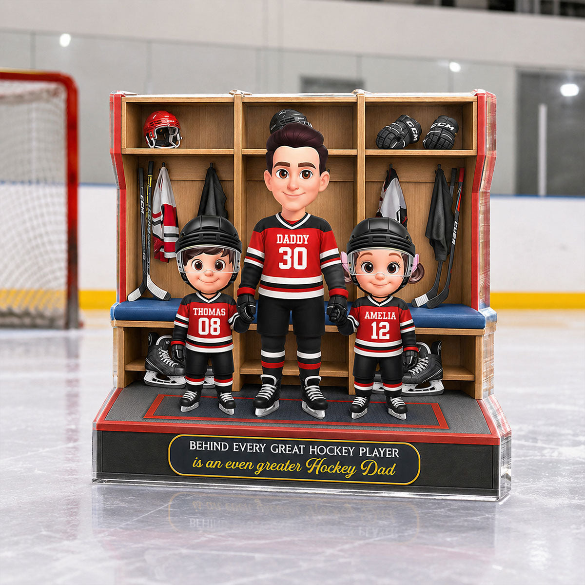 Hockey Dad And Kids Locker Room - Personalized Acrylic Block Plaque - Father's Day Gift For Dad, Husband
