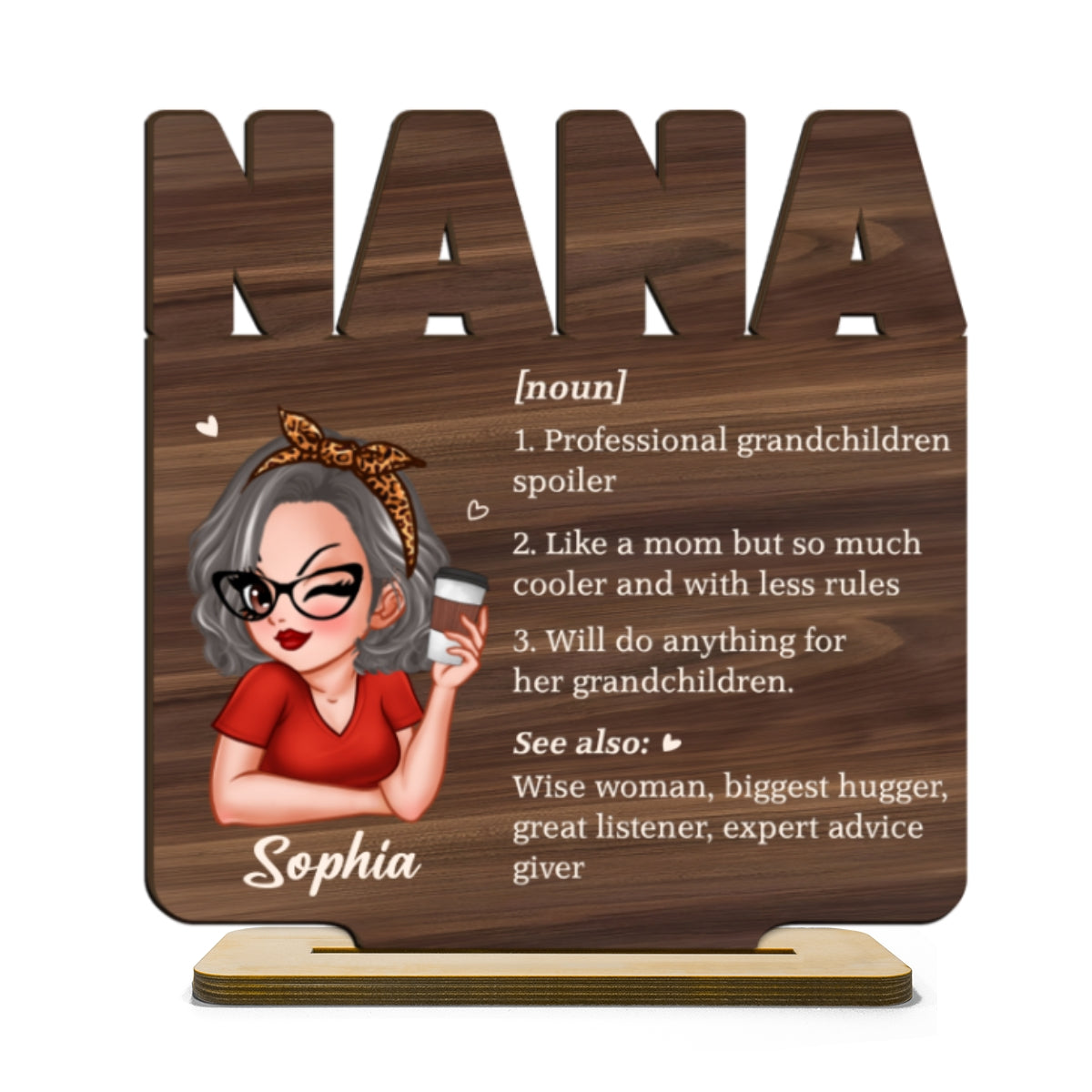 Grandma Definition Cool Grandma Personalized Standing Wooden Plaque
