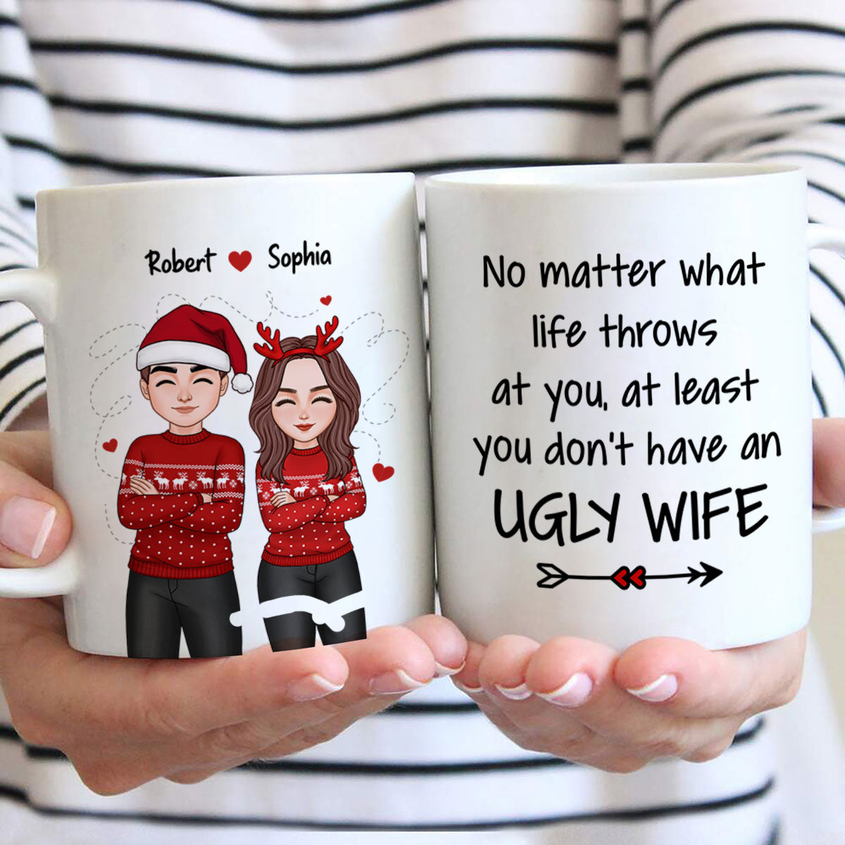 At You At Least You Don‘t Have An Ugly Wife Cool Couple Funny Gift For Husband Personalized Mug