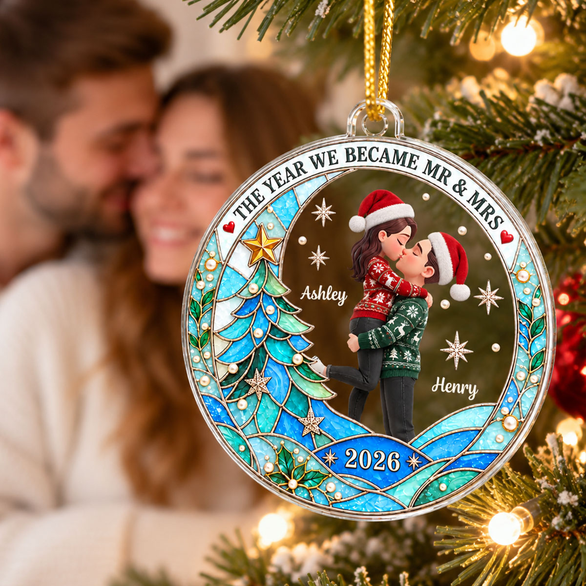 Newlywed Couple 2026 - Personalized Acrylic Ornament - Christmas Keepsake Gift For Couple, Husband, Wife