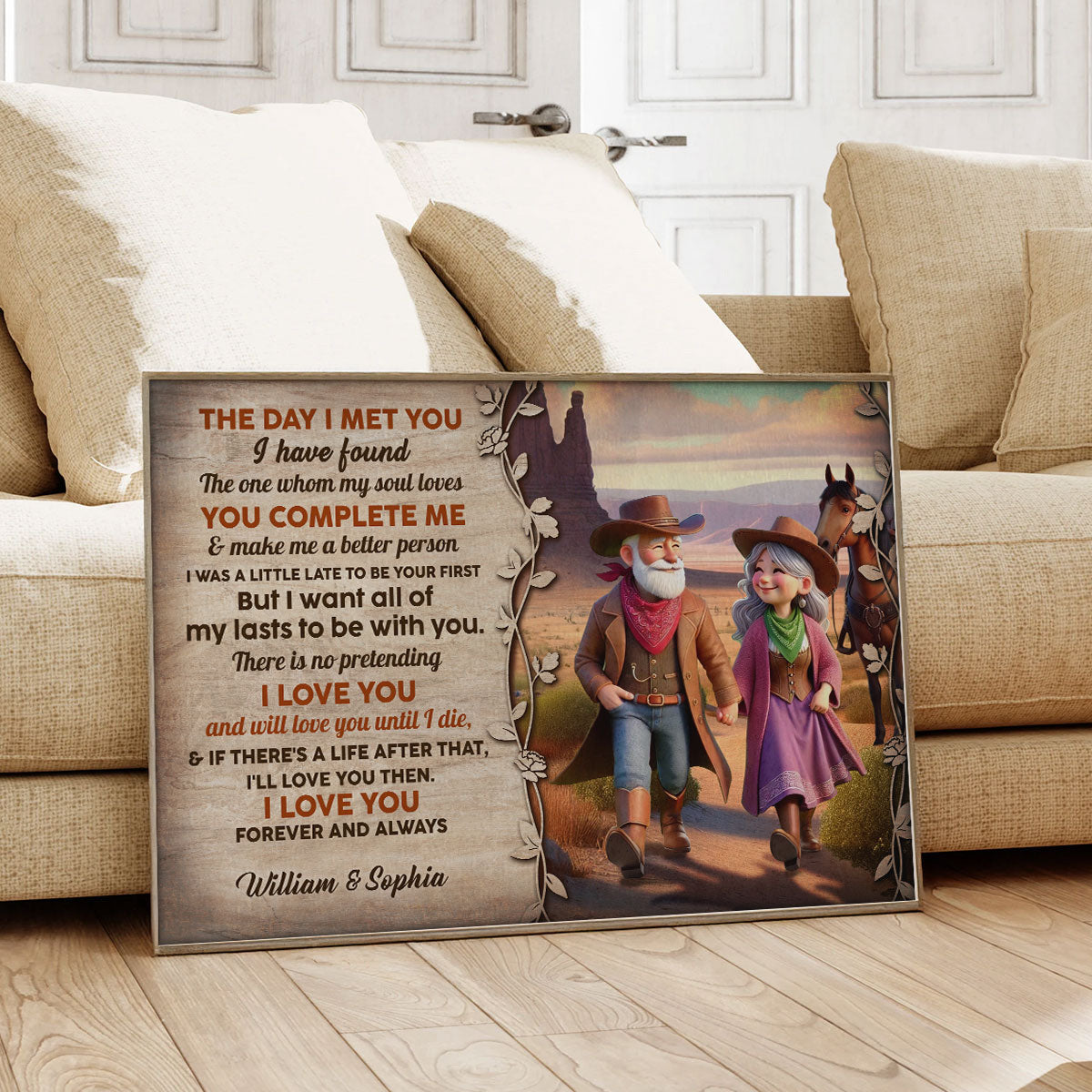 The Day I Met You Cowboy Happy Old Couple Personalized Poster, Anniversary  Gift For Him, For Her, Husband, Wife