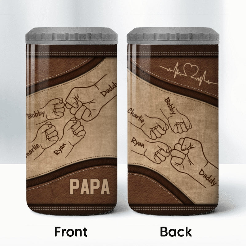 Dad Grandpa And Kids Fist Bump, Personalized Can Cooler, Gift For Him
