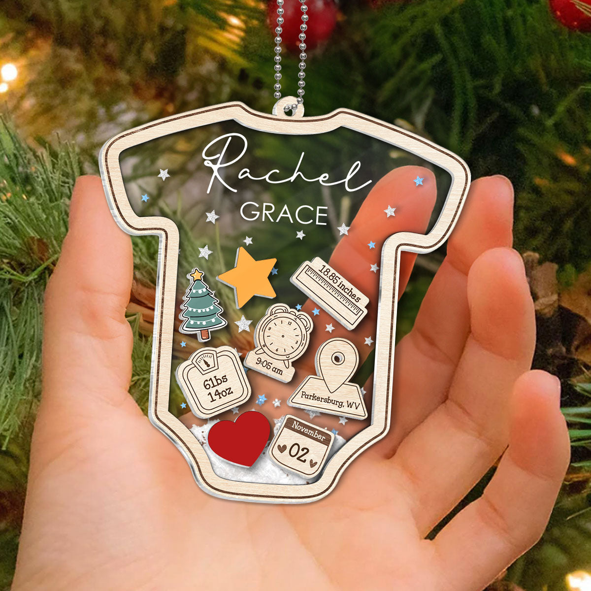 Baby's First Christmas Personalized 4D Shaker Ornament, Custom Newborn Gift