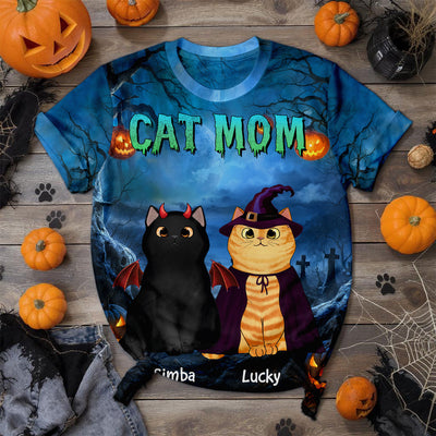 Cat Mom Halloween Night Theme Personalized Shirt, Pawfect Costume for Cat Lover