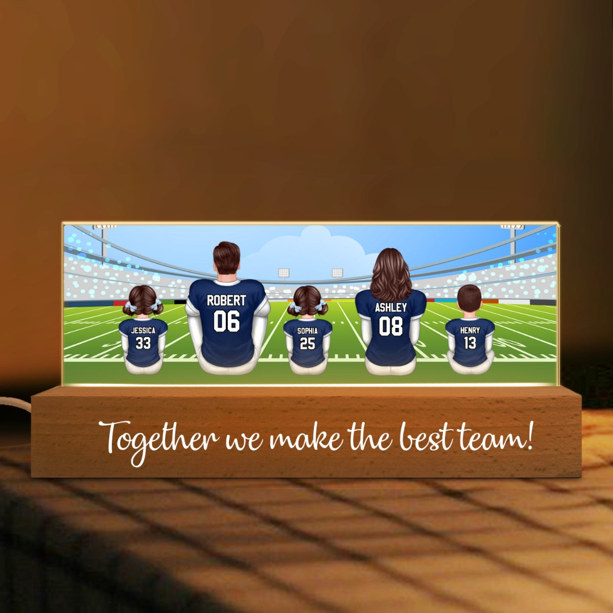 American Football Team Family Personalized Acrylic Block LED Night Light